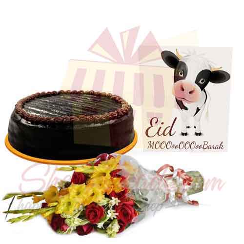 Cake Flowers And Eid Card