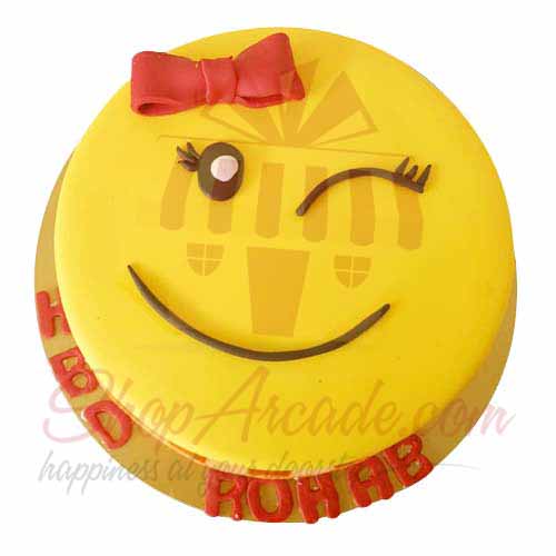 Winking Smiely Cake 5lbs-Blue Ribbon