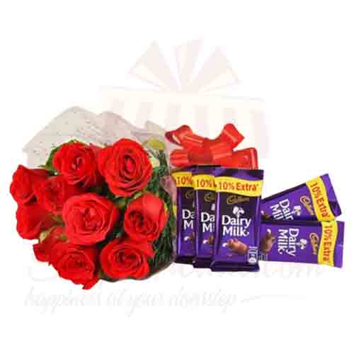 Red Roses With Dairy Milk