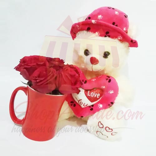 Teddy With Rose Mug