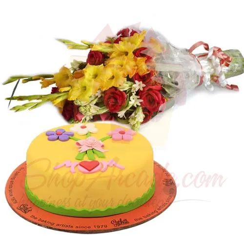 Mothers Day Cake With Bouquet