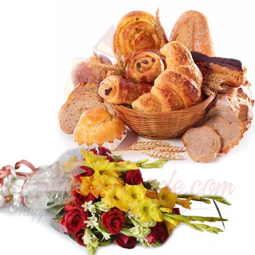 Flowers With Bread Basket