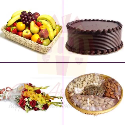 Fruits Flowers Dry Fruits With Cake