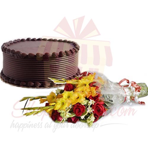 Flowers With Choco Cake