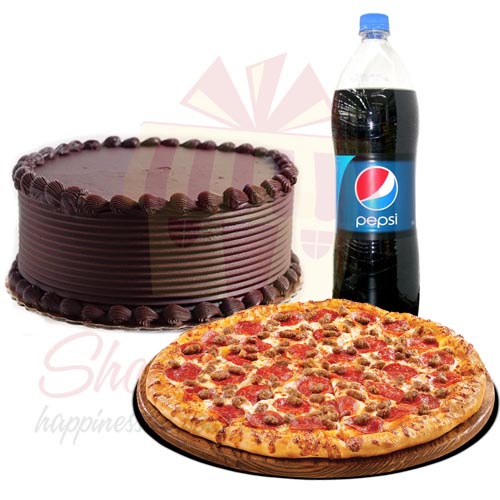 Chocolate Cake With Pizza