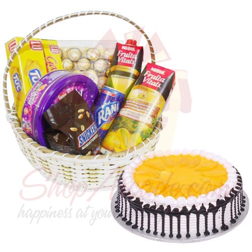 Gift Basket With Mango Cake