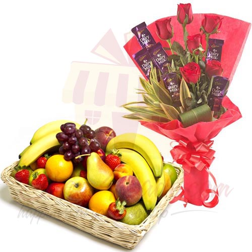 Choc Rose With Fruits