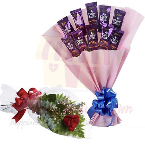 Single Rose With Cadbury Bouquet