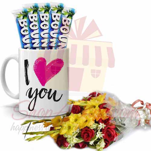 Love Choc Mug With Bouquet