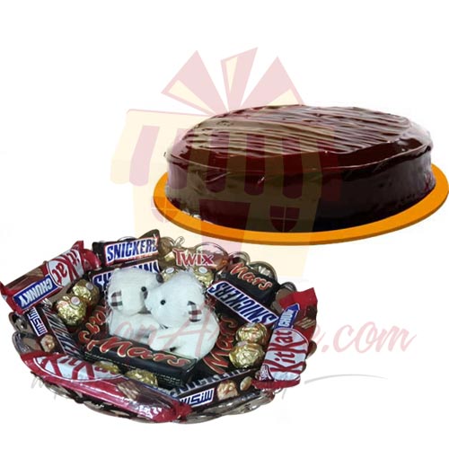 Teddy Choco Tray With Cake