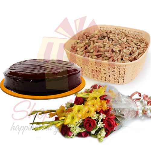 Cake Dry Fruits And Flowers