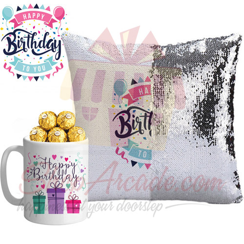 Birthday Magic Cushion With Choc Mug