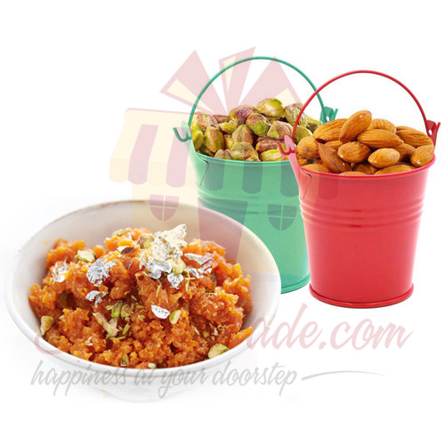 Dry Fruit Buckets With Gajar Ka Halwa