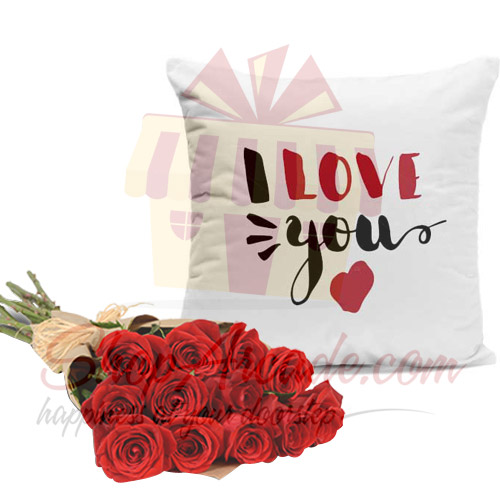 Love Cushion 1 Dozen Roses