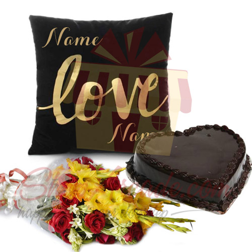 Love Cushion Flowers Heart Cake