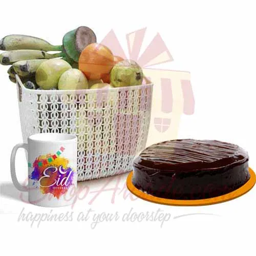 Eid Mug With Cake And Fruits