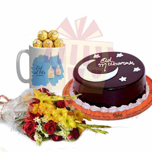 Choc Mug Eid Cake Flowers