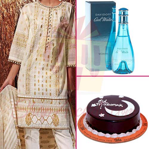 Eid Cake With Perfume and Suit