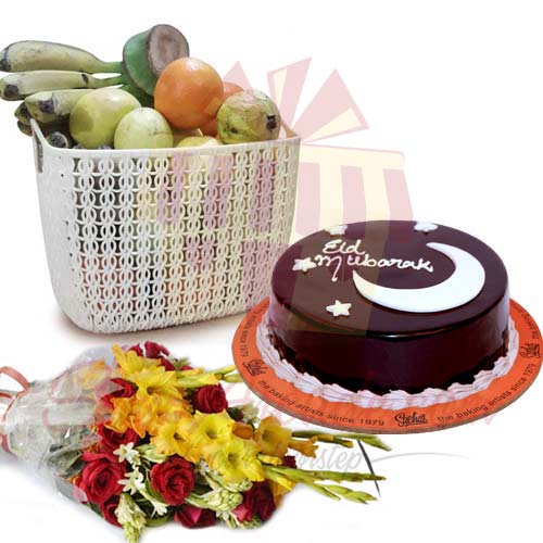 Fruits Flowers With Eid Cake