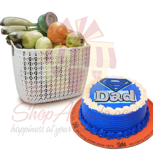 Fruits With Super Dad Cake