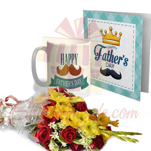 Card Mug Flowers For Fathers Day