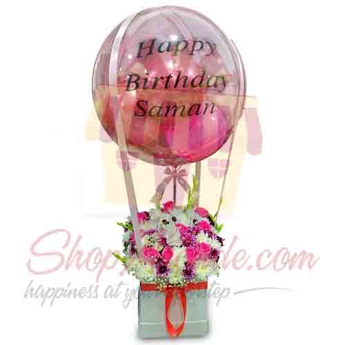 Bday Balloon And Flowers