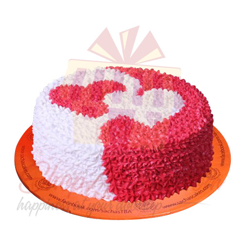 Red And White Heart Cake By Sachas