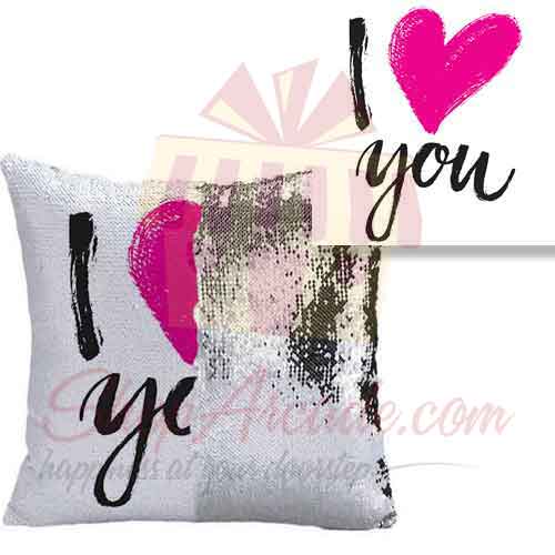 I Love You Sequin Cushion 1