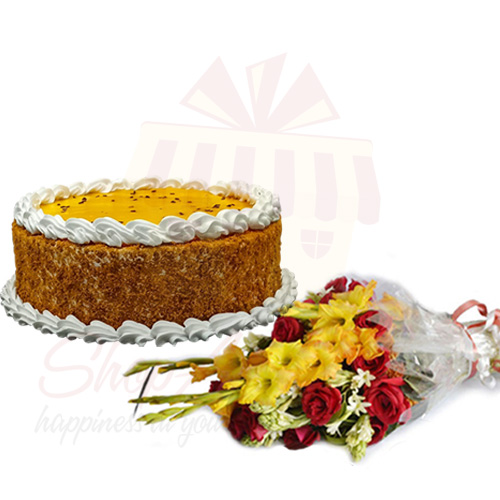 Mango Cake With Flowers