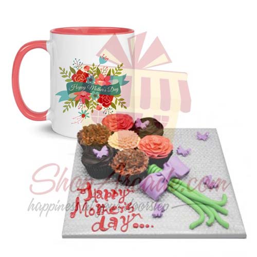 Mothers Day Mug With Floral Cup Cakes