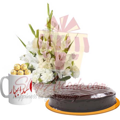 Cake Flowers And Chocolate Mug