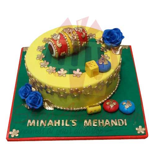 Mehendi Theme Cake - Black And Brown