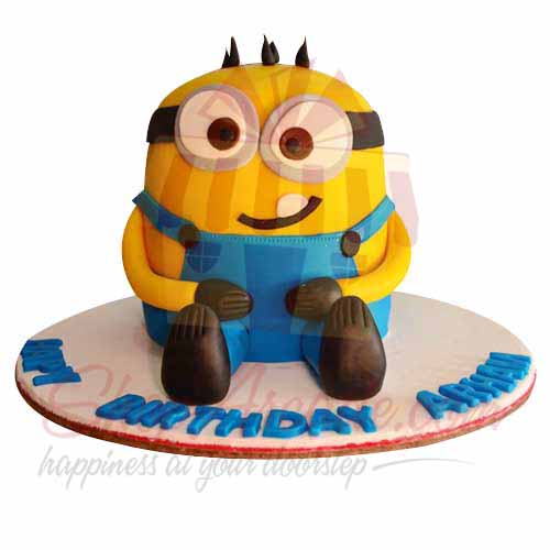 Minion Fondant Cake - Black And Brown 