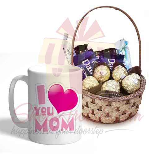 Choc Basket With Mom Day Mug