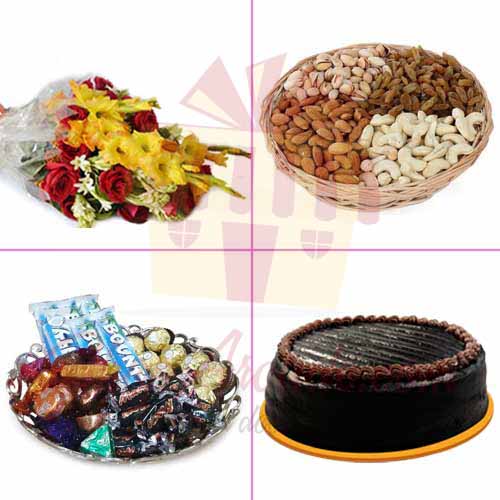 Dry Fruits Cake Chocs Flowers