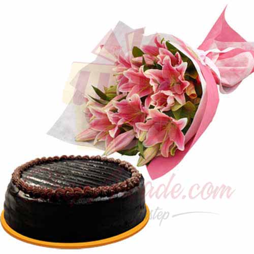 Chocolate Cake With Lilies