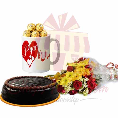 Choc Mug Flowers And Cake For Ammi