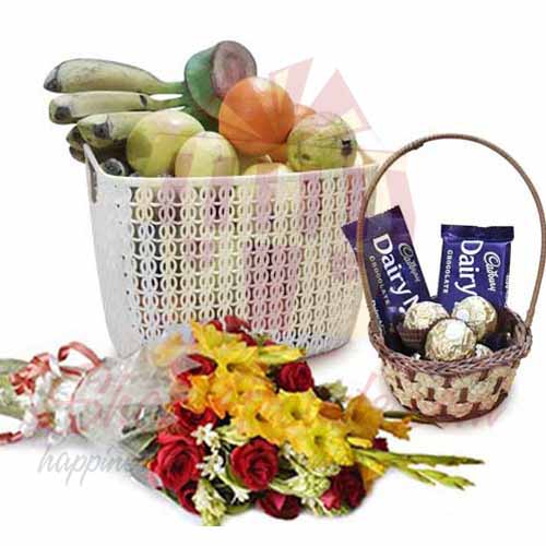 Fruits Chocolates And Flowers