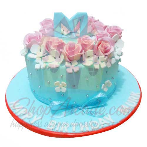 Floral Name Cake 6lbs-Black And Brown