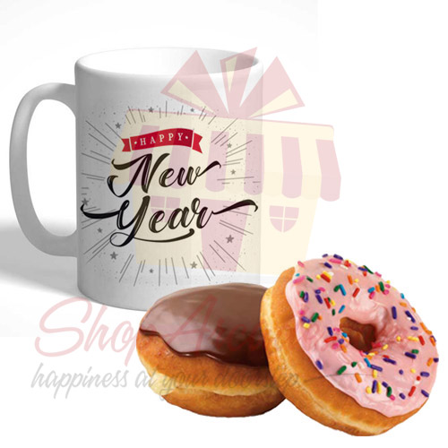 Donuts With New Year Mug