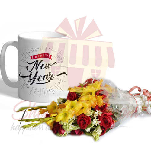 New Year Mug With Flowers