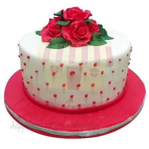 Red Rose Cake - Black And Brown