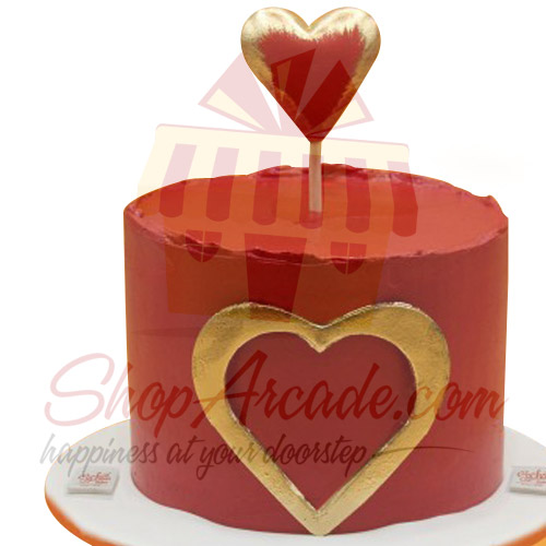 Red And Gold Heart Cake By Sachas