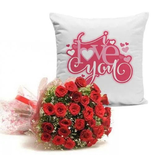 Love Cushion With Roses