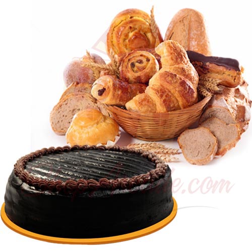 Bread Basket With Chocolate Cake