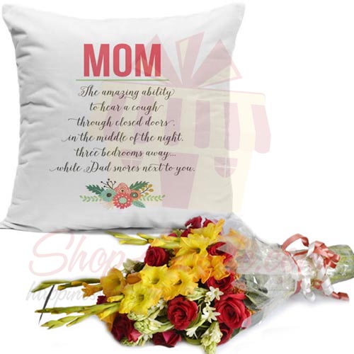 Mom Cushion With Flowers