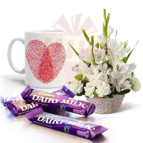 Love Mug With Chocs And Flowers