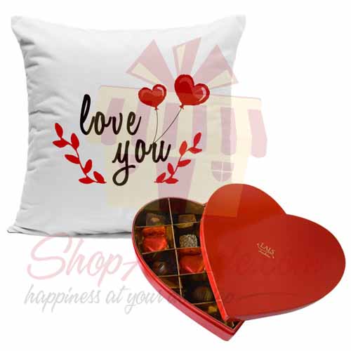 Love You Cushion With Heart Choco Box