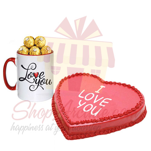 Choco Love Mug With Love Cake