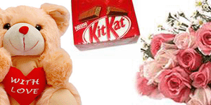 Pink Roses Chocolates Teddy Bear